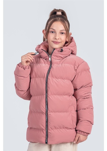 Kız Çocuk Kapüşonlu Nova Kumaş Kışlık Mont KM1010