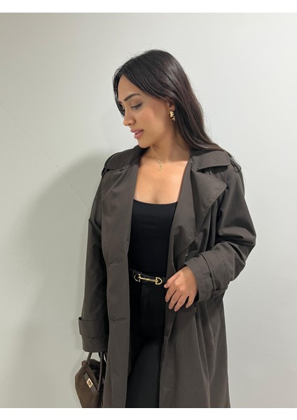 Kadın Kemerli Uzun Trençkot – Su Geçirmez, Astarlı, Oversize Model modelleri