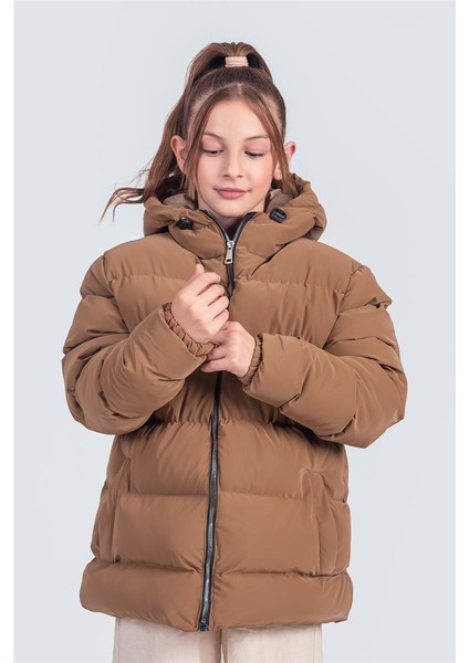 Kız Çocuk Kapüşonlu Nova Kumaş Kışlık Mont KM1010 fiyatları