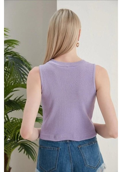 Kadın Halter Yaka Kaşkorse Mor Crop Atlet Xl fiyatları