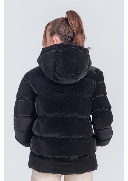 Kız Çocuk Kapüşonlu Nova Kumaş Kışlık Mont KM1010 modelleri