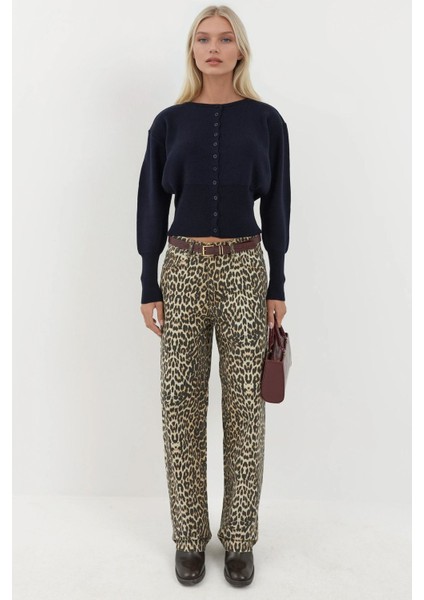 Kadın Slim Fit Yuvarlak Yaka Örgü Hırka Blue indirimleri