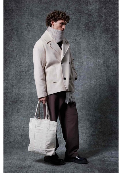 Erkek Oversize Kruvaze Kaban Bej modelleri