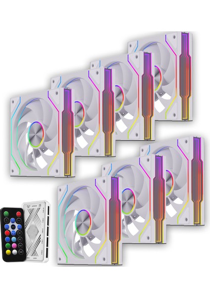 Fresh X1 7'li Set Kumandalı Argb 120MM Kasa Fanı 6 Pin Beyaz