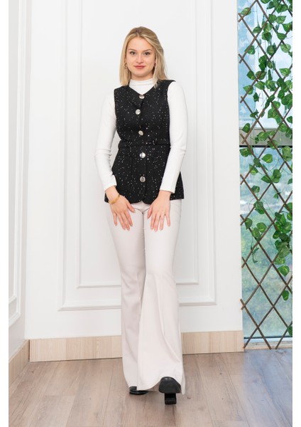 Uzun Buklet Kumaş Kuşak Kemerli Cepli Yelek 9138 fırsatları