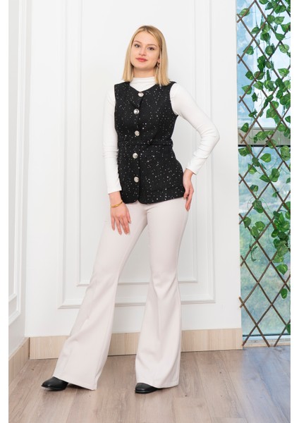 Uzun Buklet Kumaş Kuşak Kemerli Cepli Yelek 9138 indirimleri