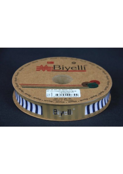 Biye Kalın Çizgili Katlı F04 Lacivert 2 cm 25 Metre %65 Koton %35 Polyester