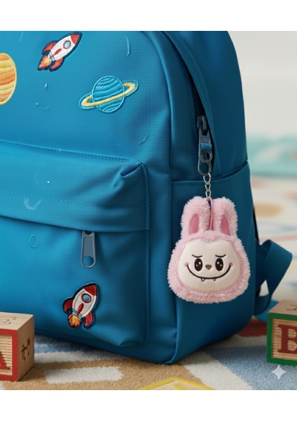 Labubu Kafa Anahtarlık Aksesuarlı 13 cm Peluş Oyuncak