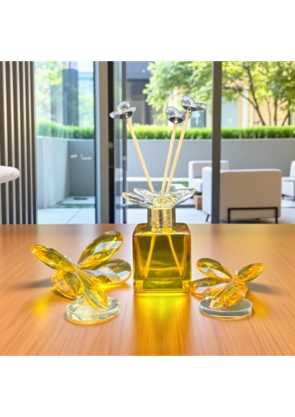 Kristal Kelebek Figürlü Cam Oda Kokusu ve Dekoratif Biblo Seti – 3 Parça indirimleri