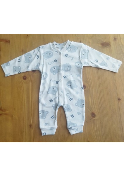 Teddy Snuggles Pamuk Bebek Tulum – Ayıcık Desenli, Uzun Kollu