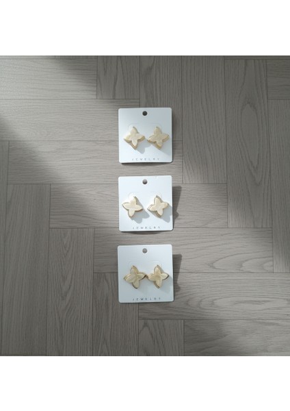 Çelik Gold Kenar Hareli Kemik Yonca Küpe fırsatları
