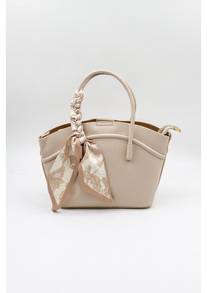 Ithal Kadın Fular Detaylı El ve Çapraz Çanta KB592 - Bej