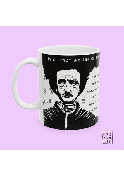 Edgar Allan Poe Temalı Kupa – Gotik Edebiyat ve Halloween Konseptli Porselen Kupa