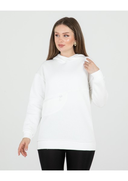 Cep Fermuarlı Kapüşonlu Sweatshirt