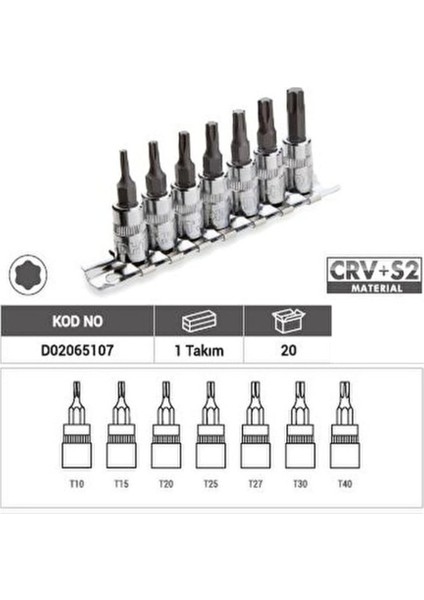 1/4 Torx Bits Lokma Seti 7 Parça fiyatları