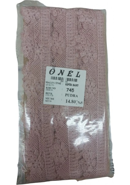 Dantel Polyester Güpür Bant Pudra 14,80 Metre En 3 cm ON-745-PU