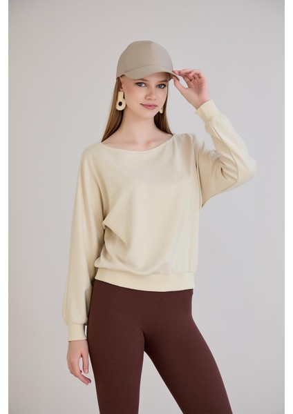 Kol Etek Kaşkorse Geniş Yaka Sweatshirt