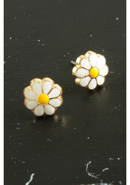 Sepetim Papatya Mineli Minik Küpe-Beyaz fiyatları