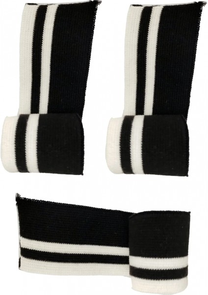 Triko Ribana Bant En 85 cm Boy 4.5 cm 3 Adet Siyah Beyaz Çizgili T558