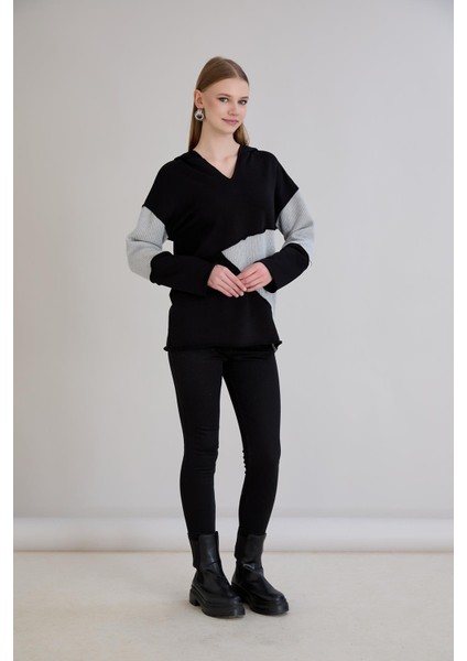 Pis Dikişli Triko Garnili Kapüşonlu Sweatshirt modelleri