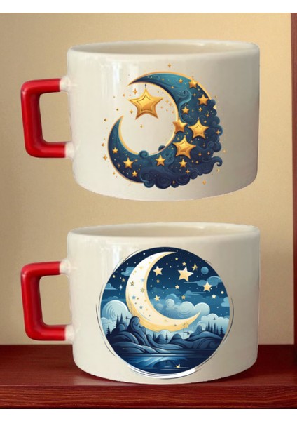 Aylı Baskılı 2'li Kahve Fincanı - Anneye Alınacak Hediyeler, Yılbaşı Hediyesi Fikirleri