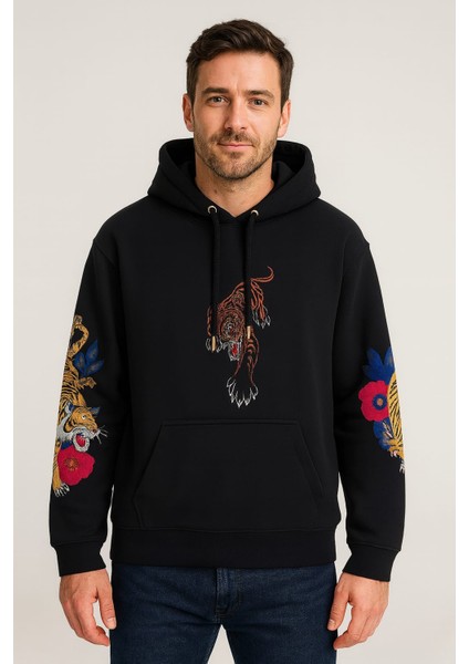 Aslan Baskılı Kapüşonlu Unisex Sweatshirt fiyatları