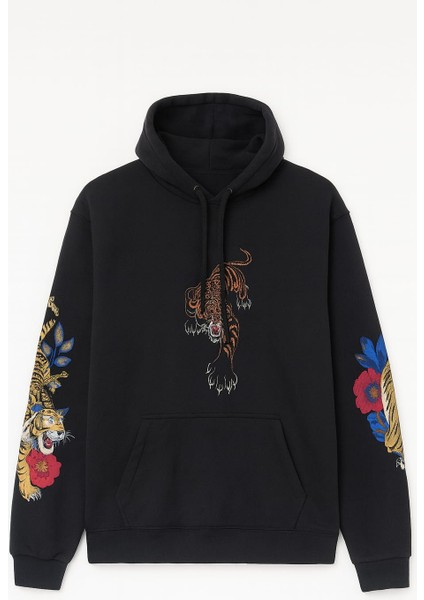 Aslan Baskılı Kapüşonlu Unisex Sweatshirt modelleri