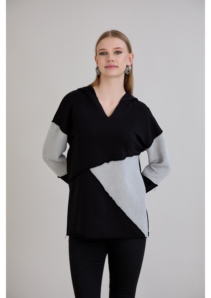 Pis Dikişli Triko Garnili Kapüşonlu Sweatshirt fırsatları