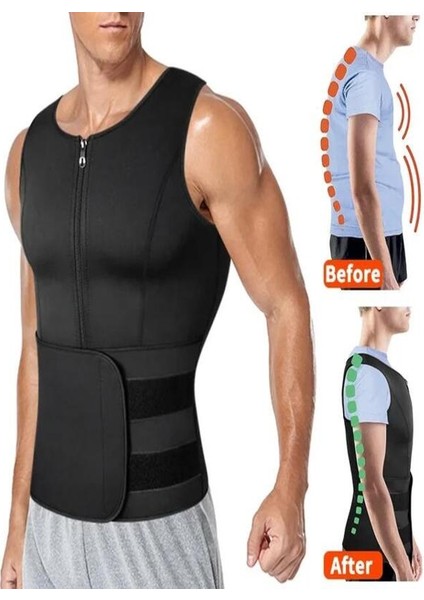 New Style Erkek 3 Kat Fazla Terleme Vücut Şekillendirici Bel Destekli Sauna Korse Termoform Fitness Yeleği M-L-XL Beden Uyumlu