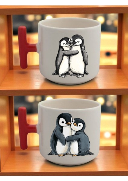 Penguenler Baskılı Latte Bardağı - Kadına Hediye, Erkek Çocuğa Hediye