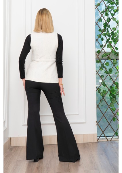 Uzun Buklet Kumaş Kuşak Kemerli Cepli Yelek 9138 fırsatları