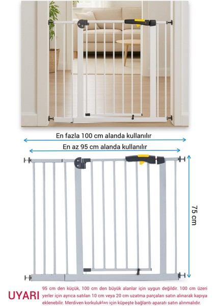Pro 95-100 cm Çocuk Güvenlik Kapısı, Merdiven Kapısı ve Korkuluk, Gri modelleri