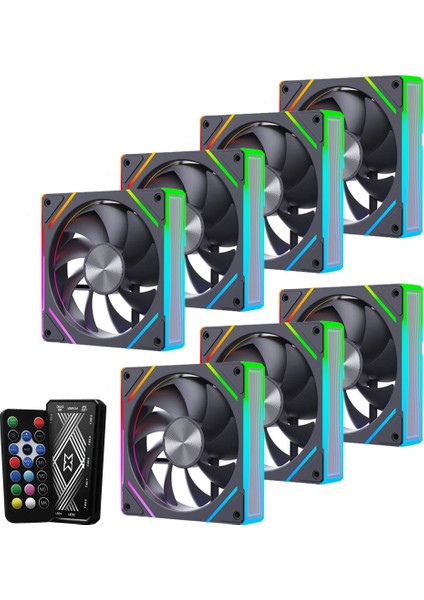 Fresh X2 7'li Set Kumandalı 120MM Argb Kasa Fanı 6 Pin Siyah