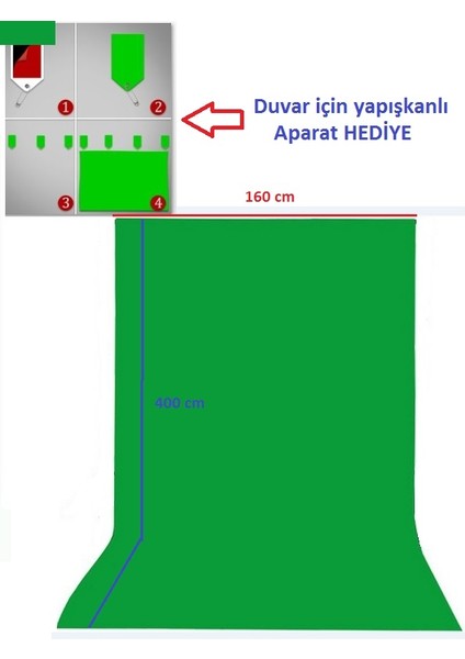 160X400 Cmchromakey Green Screen Greenbox Yeşil Fon Perde Background Backdrop