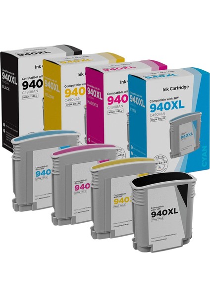 940-940XL Çipli 4 Renk Muadil Kartuş Seti Hp Officejet Pro 8500 (A909A) Aio Yazıcı Uyumlu