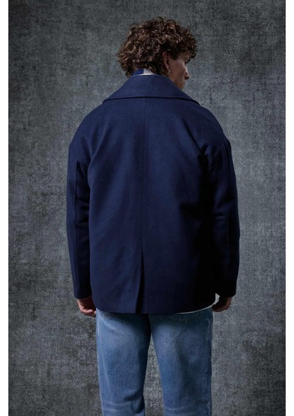 Erkek Oversize Kruvaze Kaban Lacivert indirimleri