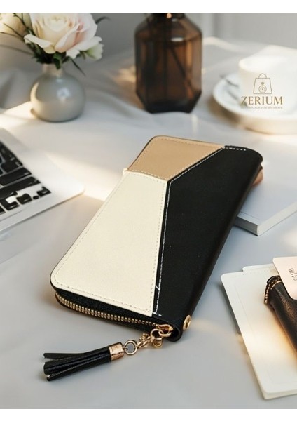 Çok Fonksiyonlu Şık Kadın Telefon Kartlık Cüzdan & El Çantası Pu Deri