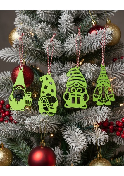 Yılbaşı Süsü Seti 4 Adet Yeşil Elf