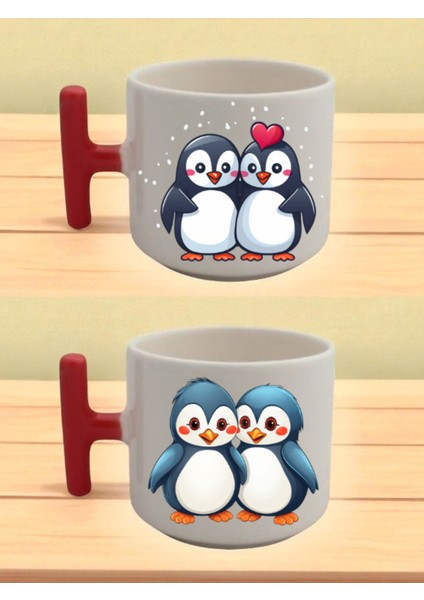 Penguen Baskılı Latte Bardağı - Kadına Hediye, Erkek Çocuğa Hediye