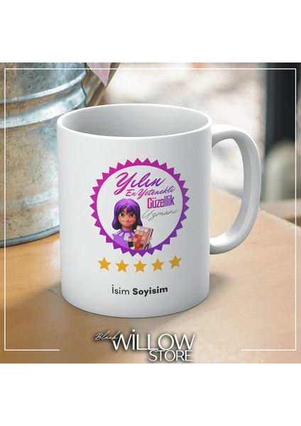 Yılın En Yetenekli Güzellik Uzmanı Temalı Kişiye Özel Isimli Seramik Kupa Bardak