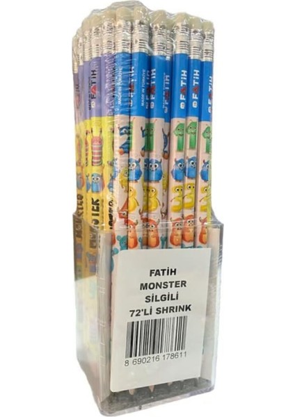 Fatih Kurşun Kalem Monster Silgili - 72'li Paket