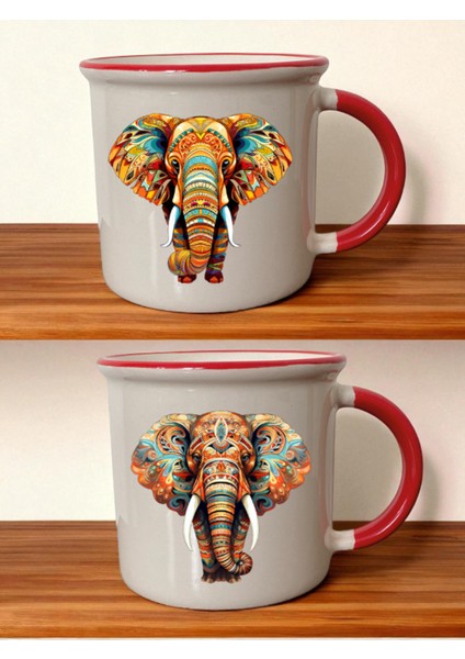 Fil Teması Ağzı Kırmızı Kupa - Arkadaşa Alınacak Hediyeler, Erkeklere Alınacak Hediyeler