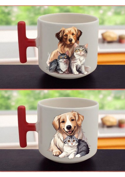 Kedi Köpekli 2'li Latte Bardağı - Yakın Arkadaşa Doğum Günü Hediyesi, Sıradışı Doğum Günü Hediyeleri