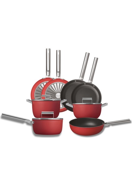 Cookware 50's Style Exclusıve Kırmızı 8'li Tencere&tava Seti