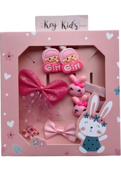 Baby Pembe Kutulu Kız Çocuk Bebek 8'li Toka Seti