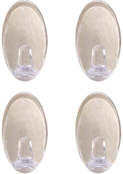 4 Adet Plastik 5x3 cm Kendinden Yapışkanlı Şeffaf Güçlü Askı Kapı Duvar Askıları Ağır Yük Taşıma Askısı