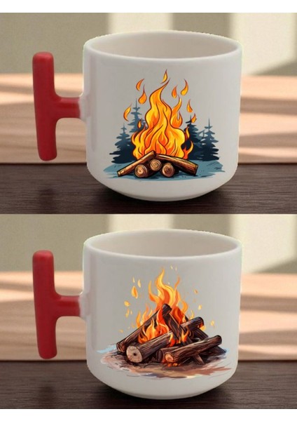Kamp Ateşi 2'li Latte Bardağı - Erkek Yılbaşı Hediyesi, Kıza Alınacak Hediyeler, Dogum Hediyesi