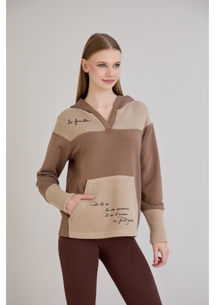 Kanguru Cepli Triko Garnili Kapüşonlu Sweatshirt modelleri