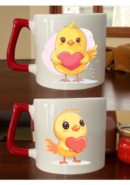 Kalpli Civciv Baskılı 2'li Kupa Bardak - Erkek Hediye Fikirleri, Anneler Günü Hediye Önerileri