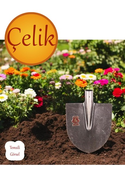 Sapsız Çelik Bahçe Küreği Toprak Bel Belleme Çapalama Aleti Metal Kürek 28 cm Keskin Sağlam.